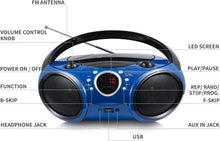 Load image into Gallery viewer, Stylish Starlight Blue CD Boombox with Wireless Bluetooth and Headphone Jack