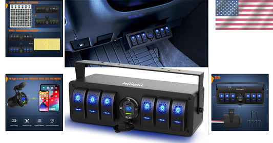 Versatile Waterproof 6 Gang Switch Box with Voltmeter for Boats and Vehicles