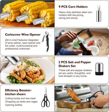 Load image into Gallery viewer, Versatile 34-Piece Outdoor BBQ Kit with Tools &amp; Accessories - Dishwasher Safe