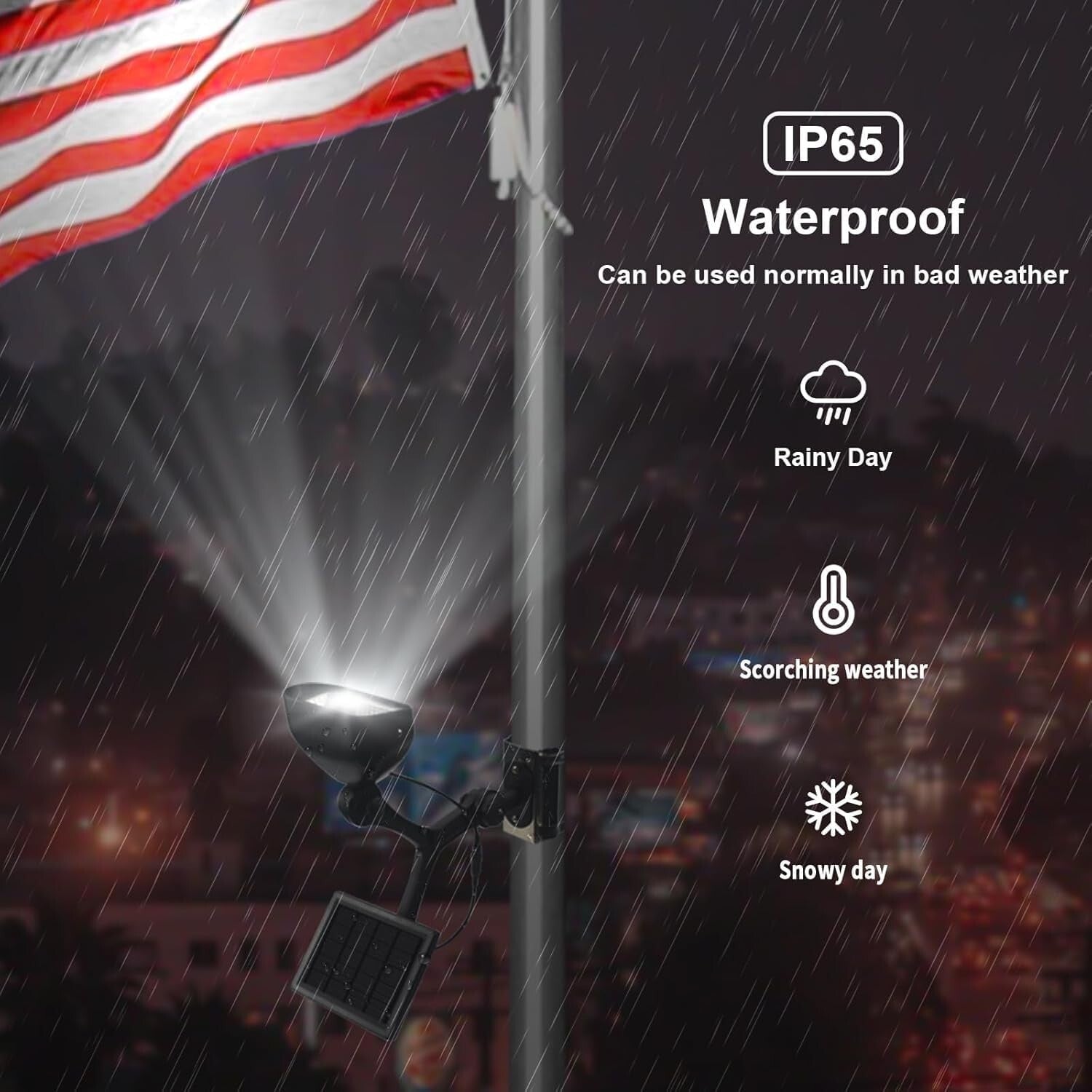 6 Super Bright Solar Flagpole Lights - IP65 Waterproof, Easy Installation
