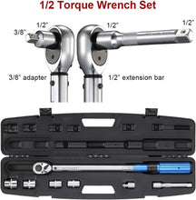 Load image into Gallery viewer, Precision 1/2-Inch Drive Click Torque Wrench Set - 10-160ft.lb Adjustable