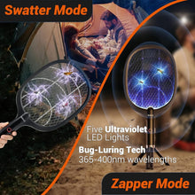 Load image into Gallery viewer, Portable 2-in-1 Electric Fly Zapper Racket - Rechargeable &amp; UV Lights Included