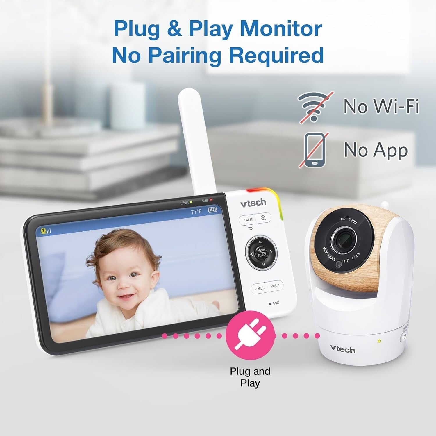 Baby Monitor with 7" Screen, Pan & Tilt Cameras, 1000ft Range - Ultimate Safety