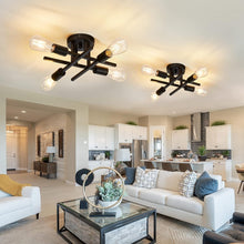 Load image into Gallery viewer, 2-Pack Modern Dimmable 4-Light Semi Flush Mount Ceiling Fixture in Matte Black