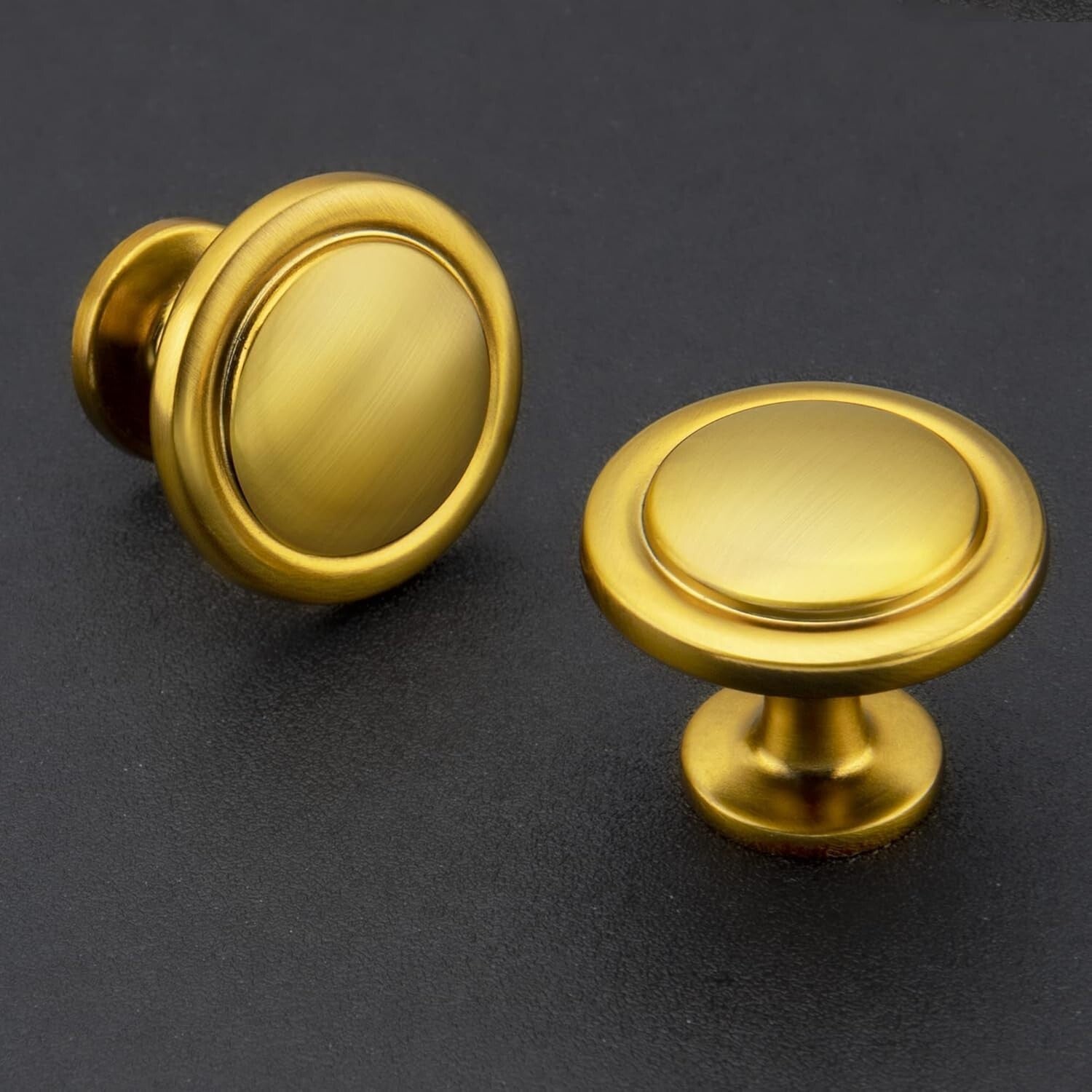 45-Pack Brushed Brass Cabinet Pulls - 1-1/4 Inch Round Kitchen Knobs