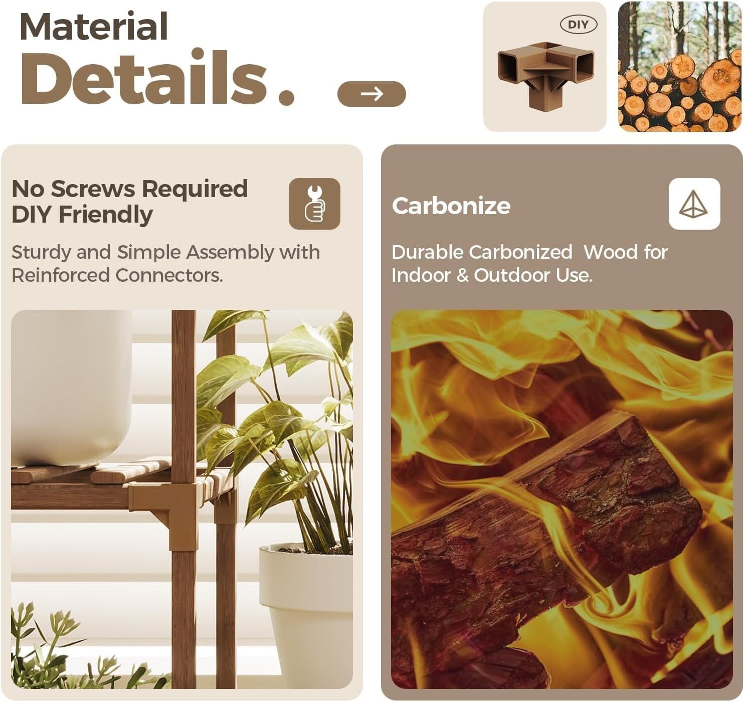 Sturdy 62.2'' Tall Plant Shelf with Hanging Function – Perfect for Home Decor