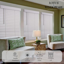 Load image into Gallery viewer, Bright White Cordless Faux Wood Blinds, 30.5" x 72" for Elegant Living Spaces