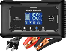 Load image into Gallery viewer, Fully-Automatic 15A Charger for 12V/24V Deep Cycle Batteries with LCD Display