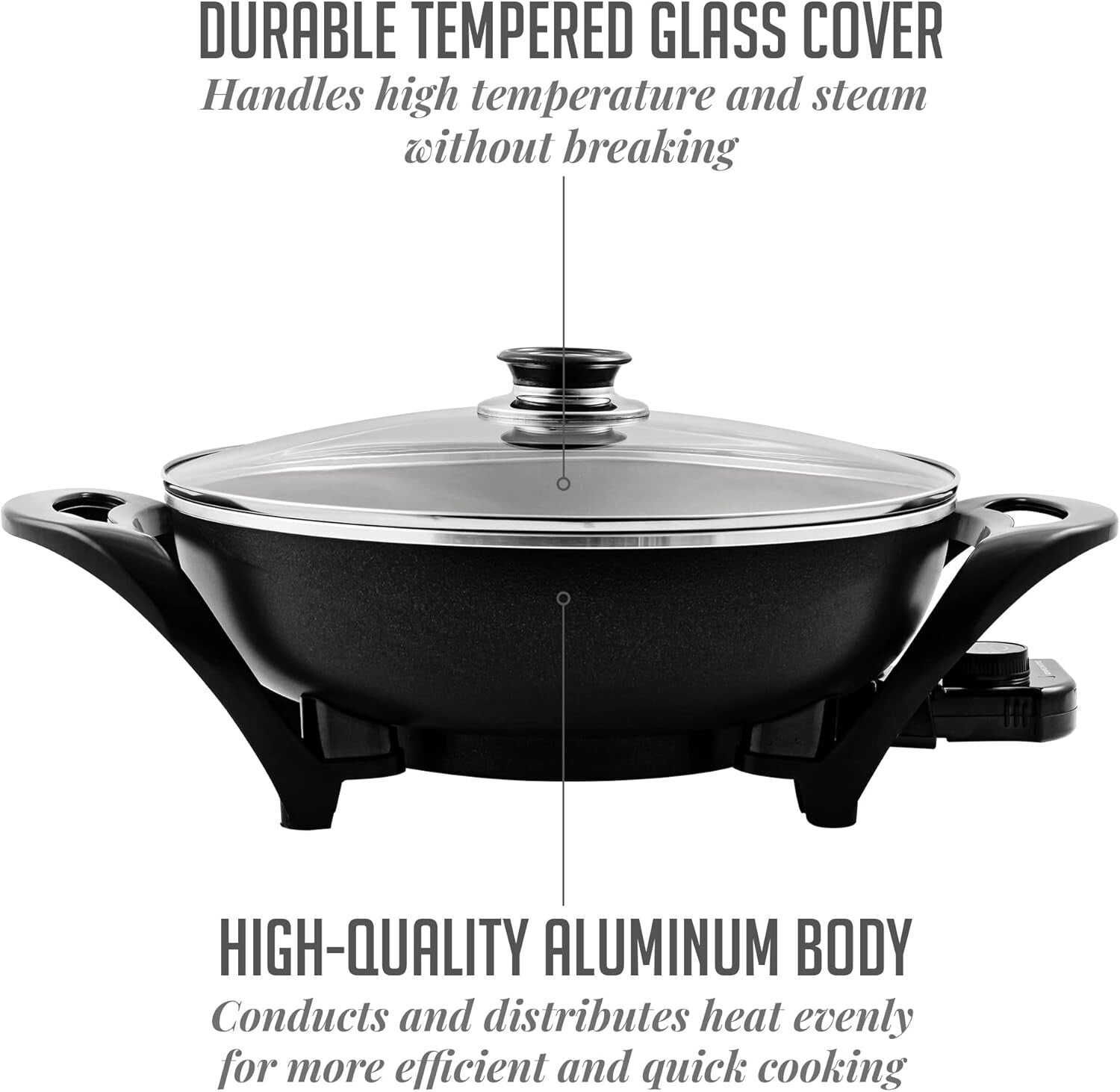 1400W Electric Skillet: Adjustable Temp & Nonstick, Perfect for Family Meals