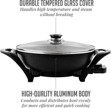 Load image into Gallery viewer, 1400W Electric Skillet: Adjustable Temp &amp; Nonstick, Perfect for Family Meals