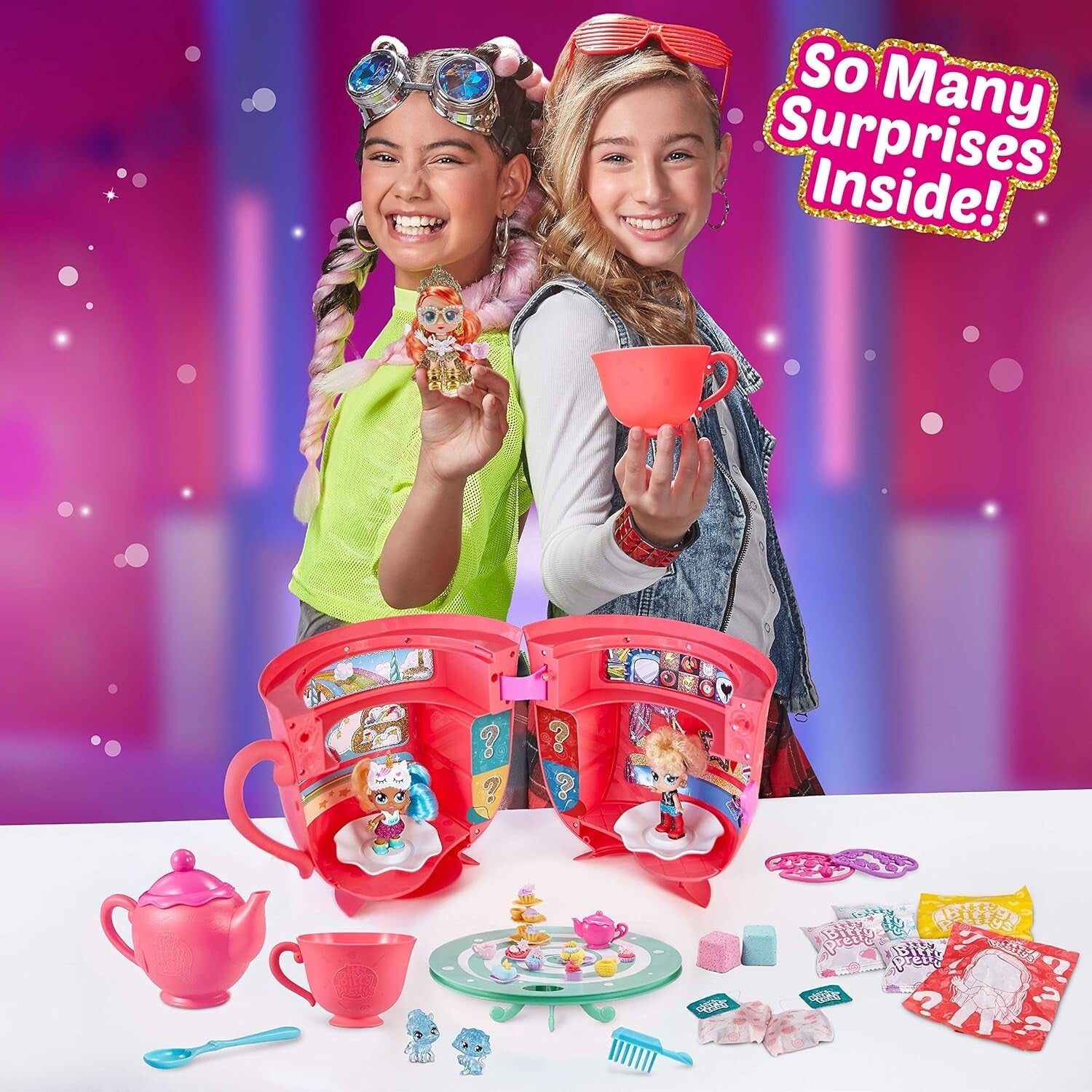 Enchanting Tea Party Playset - 25 Surprises, Mini Teapot, & Collectible Dolls