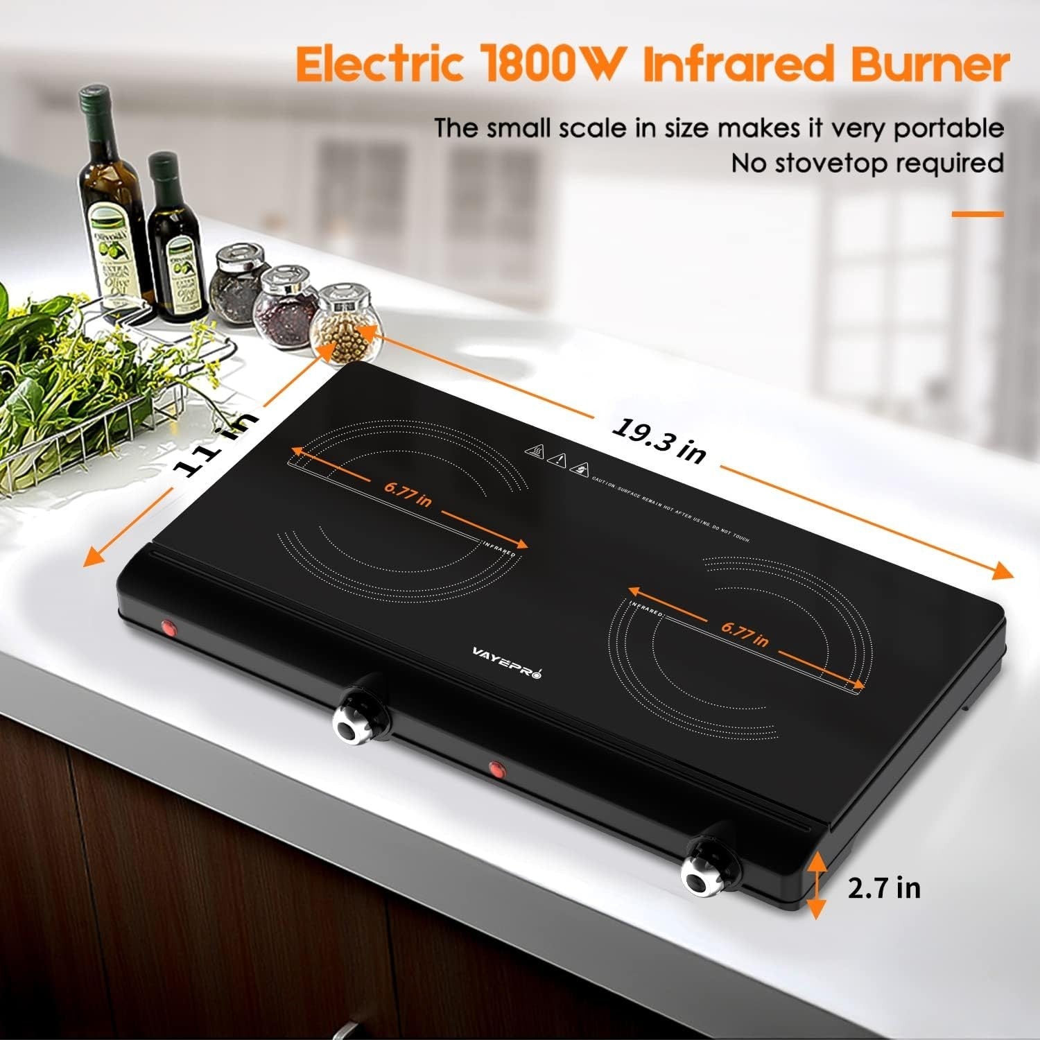 Efficient 2-Burner Portable Electric Cooktop - Safe & Versatile Cooking