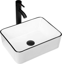 Load image into Gallery viewer, Stylish Above-Counter 16'' x 12'' Ceramic Sink with Black Trim - Modern Design