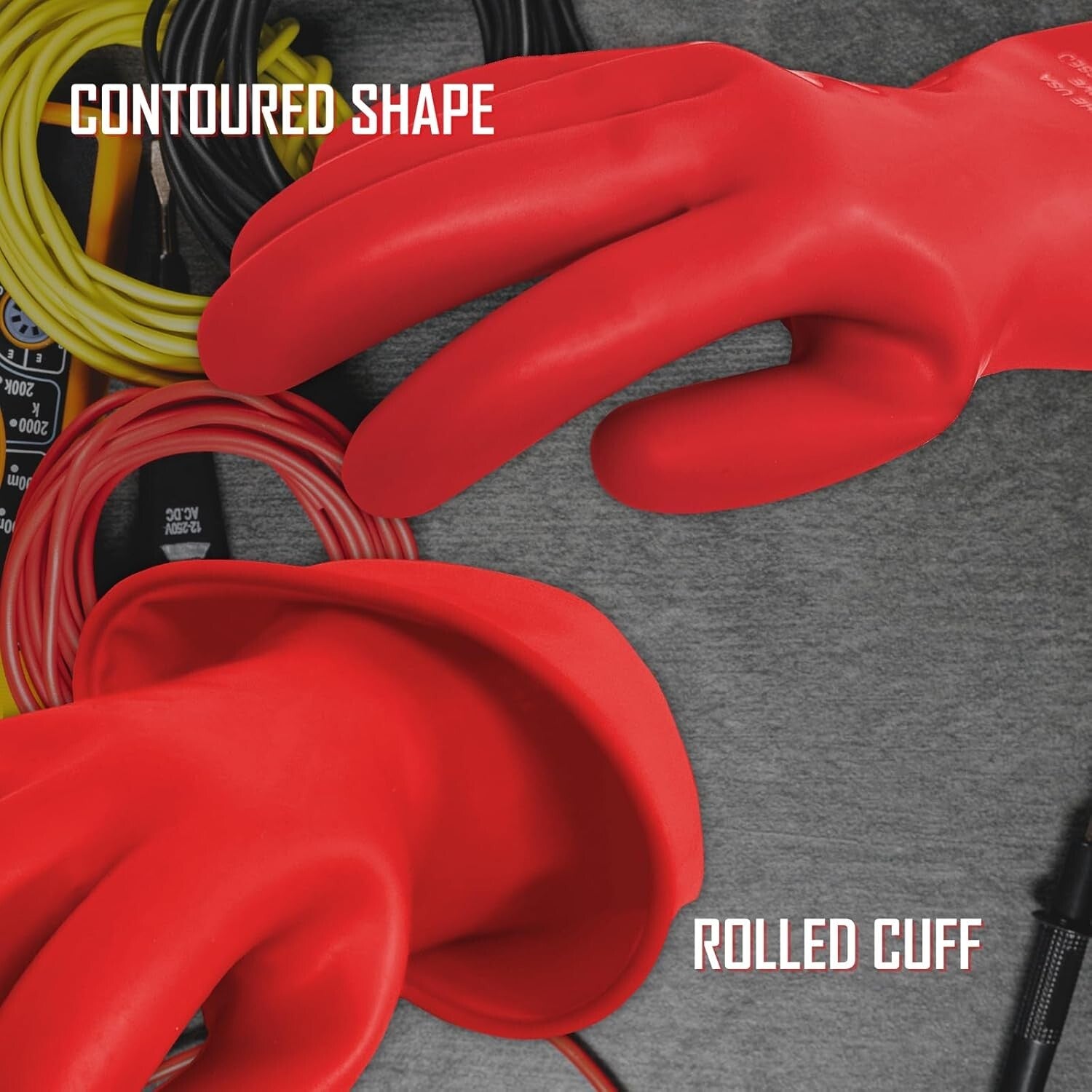 Durable Size 10 Class 00 Red Electrical Insulating Gloves - 14