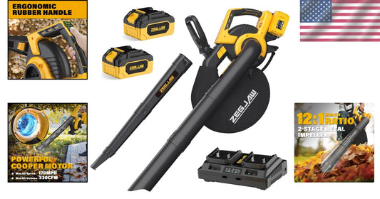 Battery-Powered 3-in-1 Leaf Blower, Vacuum & Mulcher: Efficient Lawn Care Tool