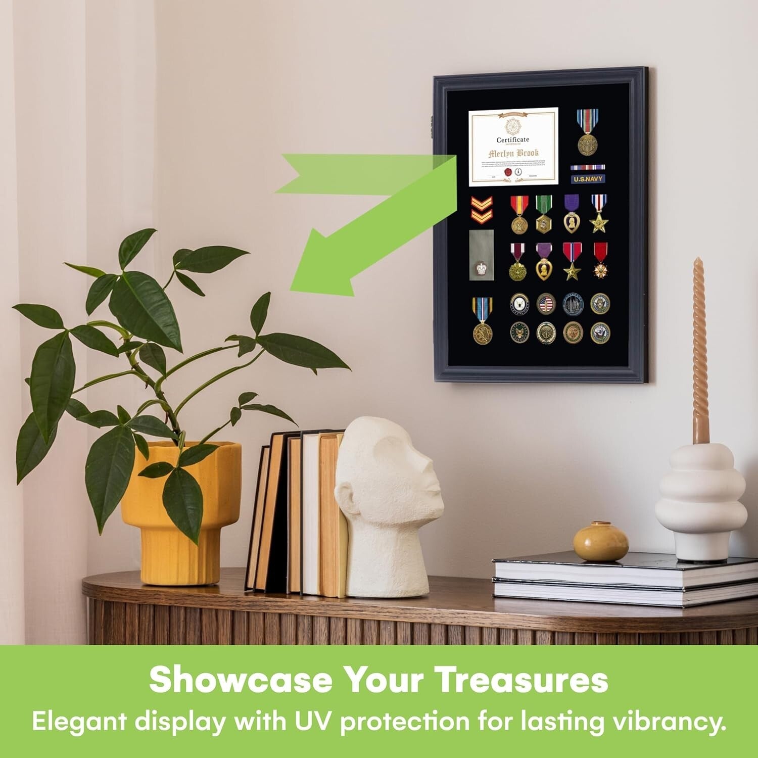 Elegant 19x14 Acrylic Pin Display Case with Lock for Military Medals & Badges