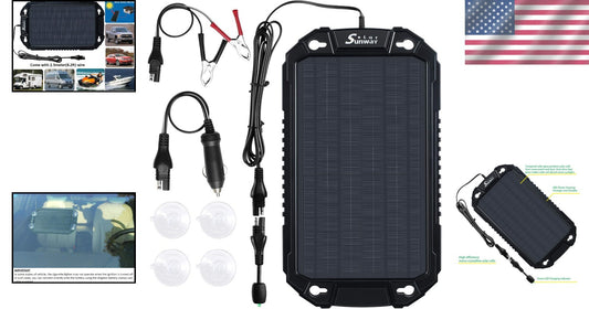 Waterproof Solar Battery Maintainer - 12V Charger for Cars, Trucks & Marine