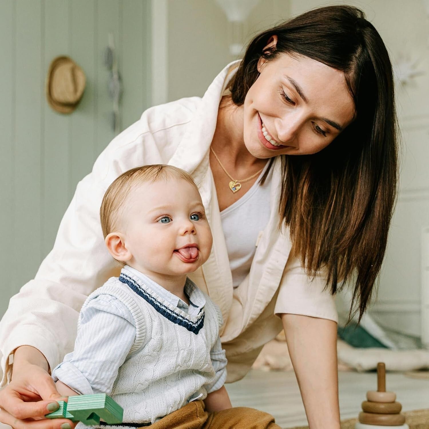 Sterling Silver Love Heart Pendant Necklace with Blue Topaz - Ideal Gift for Mom