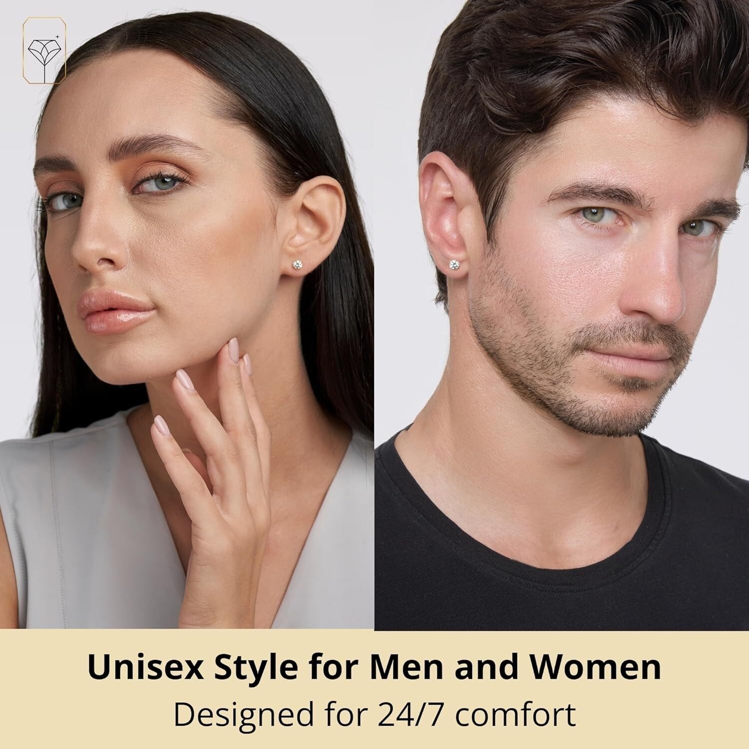 Unisex 14K Gold Zirconia Studs - Waterproof, Versatile Earrings for Any Occasion