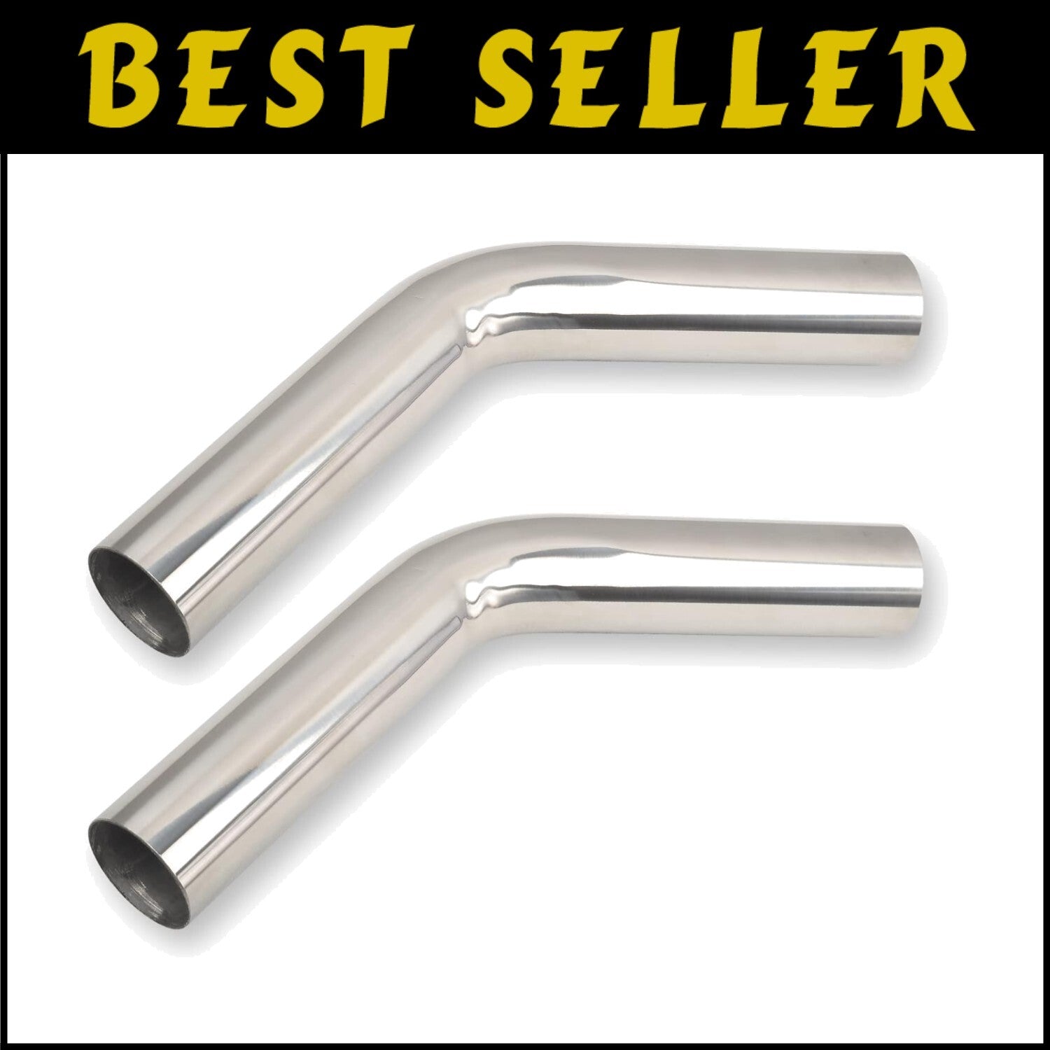 2PCS 15.75 Inch 45° Stainless Steel Mandrel Exhaust Bend Pipe - DIY Ready