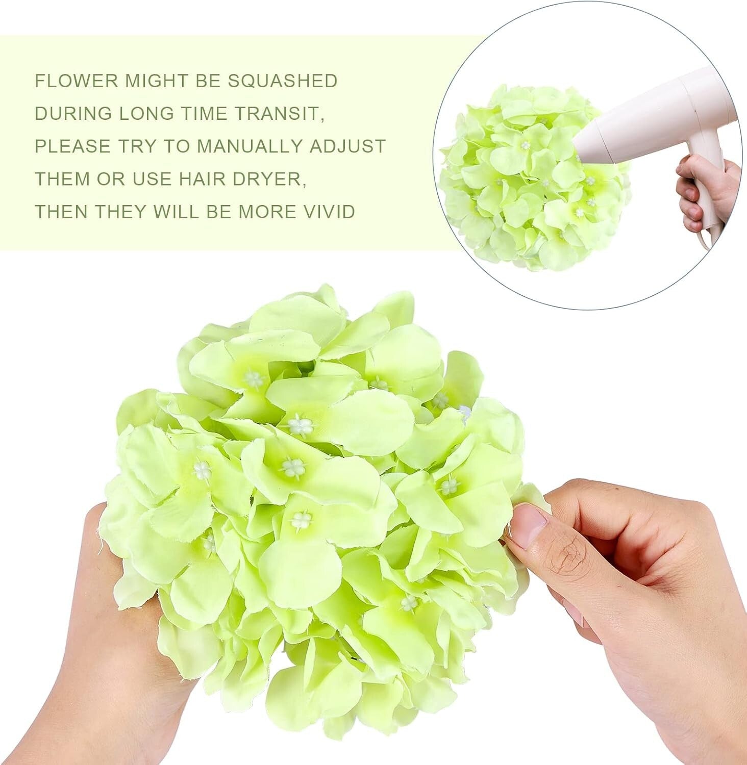64 PCS Artificial Light Green Hydrangeas for Elegant Wedding Centerpieces