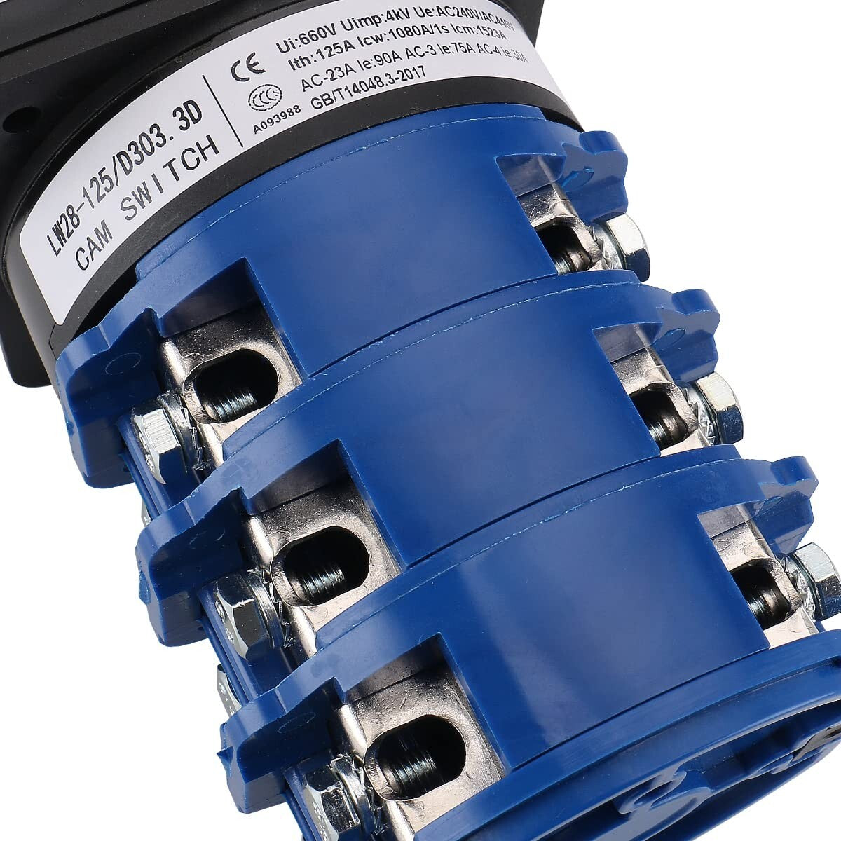 125A 660V Rotary Cam Changeover Switch - 3 Position for Electrical Wiring