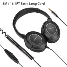 Load image into Gallery viewer, 16.4ft Long Coiled Cord Headphones Over-Ear with Volume Control &amp; Stereo Sound