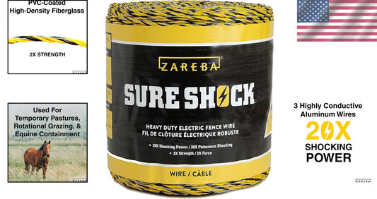 1,320 Feet Yellow Electric Fence Polywire - Easy Install for Temporary Fencing