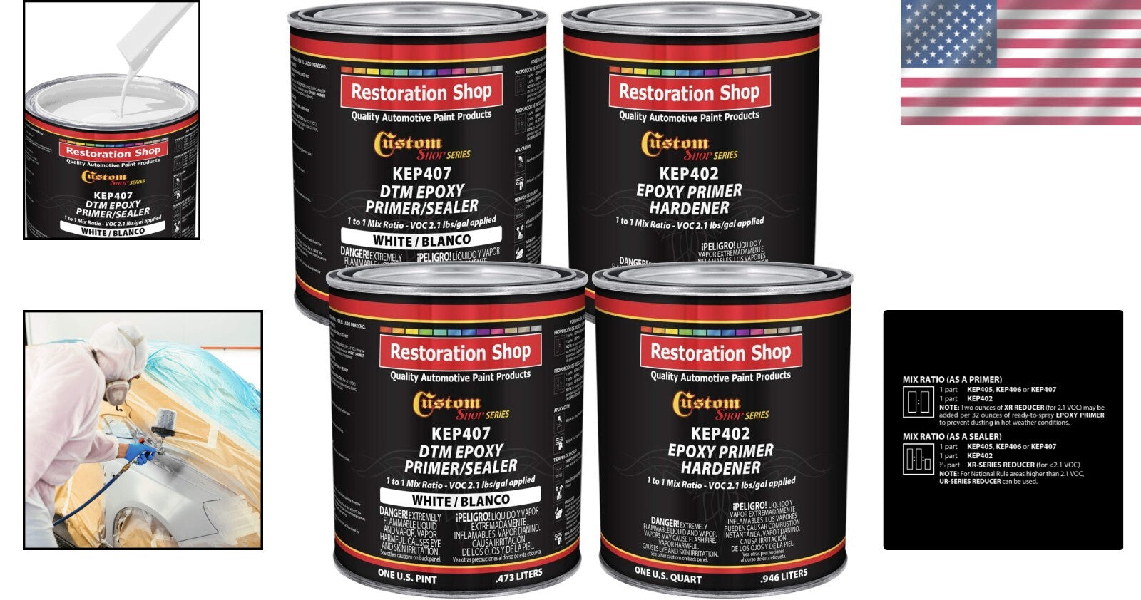 Fast-Drying White Epoxy Primer/Sealer Kit - 2 Qt. Primer & Hardener Included