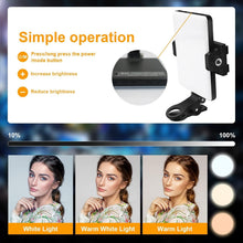 Load image into Gallery viewer, Portable 10-Level Brightness Adjustable Clip-On Selfie Light - USB Rechargeable