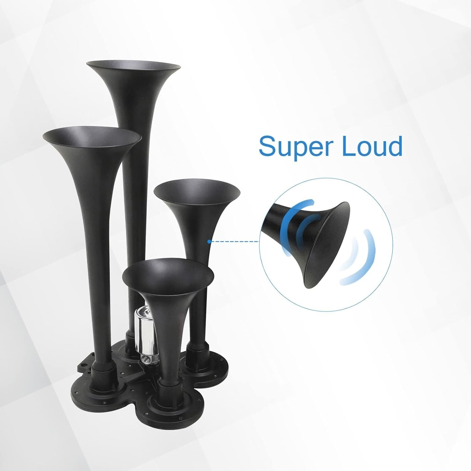Super Loud 4 Trumpet Air Horn Kit with 150 PSI Compressor for Trucks and SUVs
