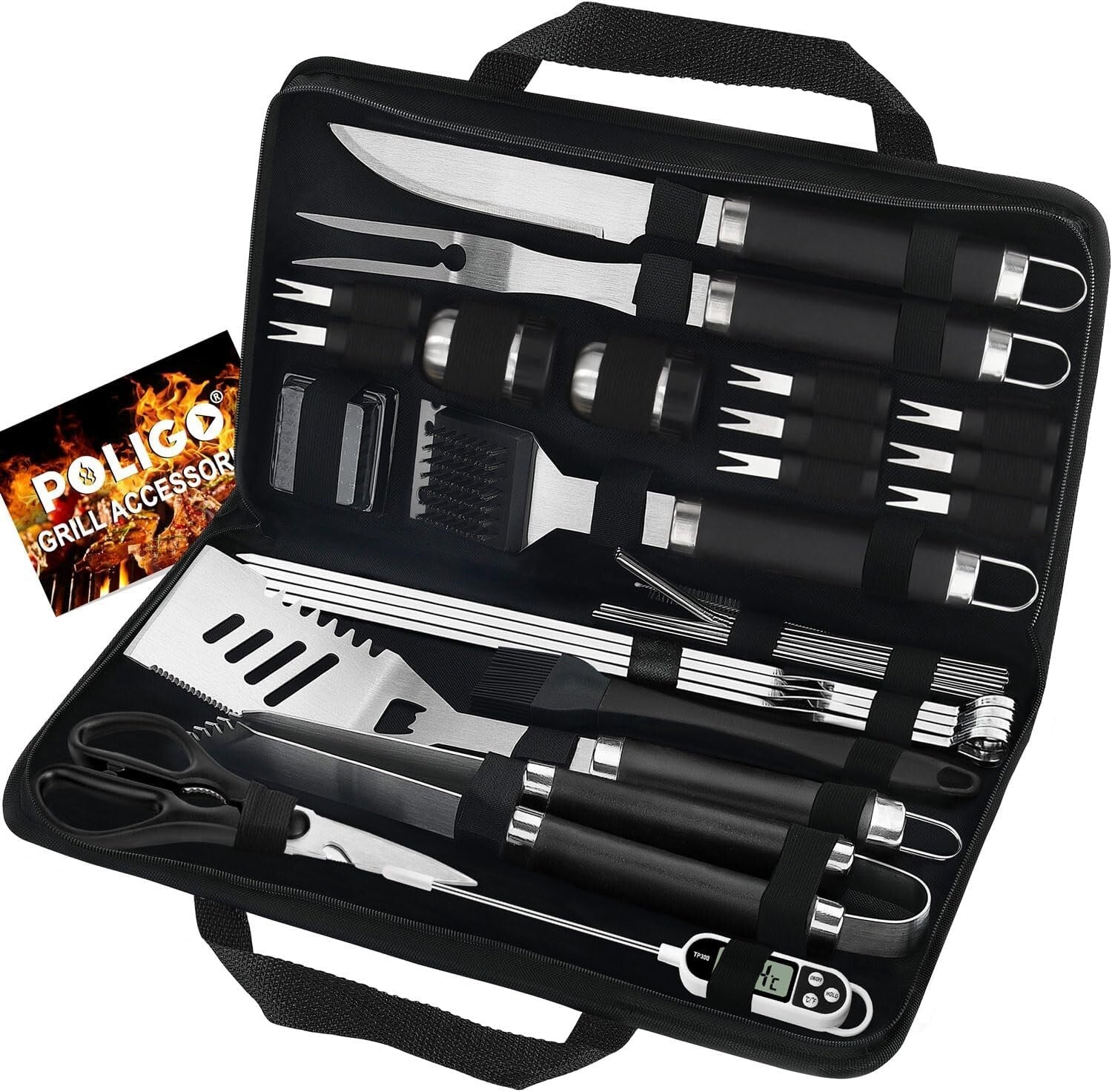 29-Piece Stainless Steel BBQ Tools Set with Storage Bag - Perfect Grilling Gifts