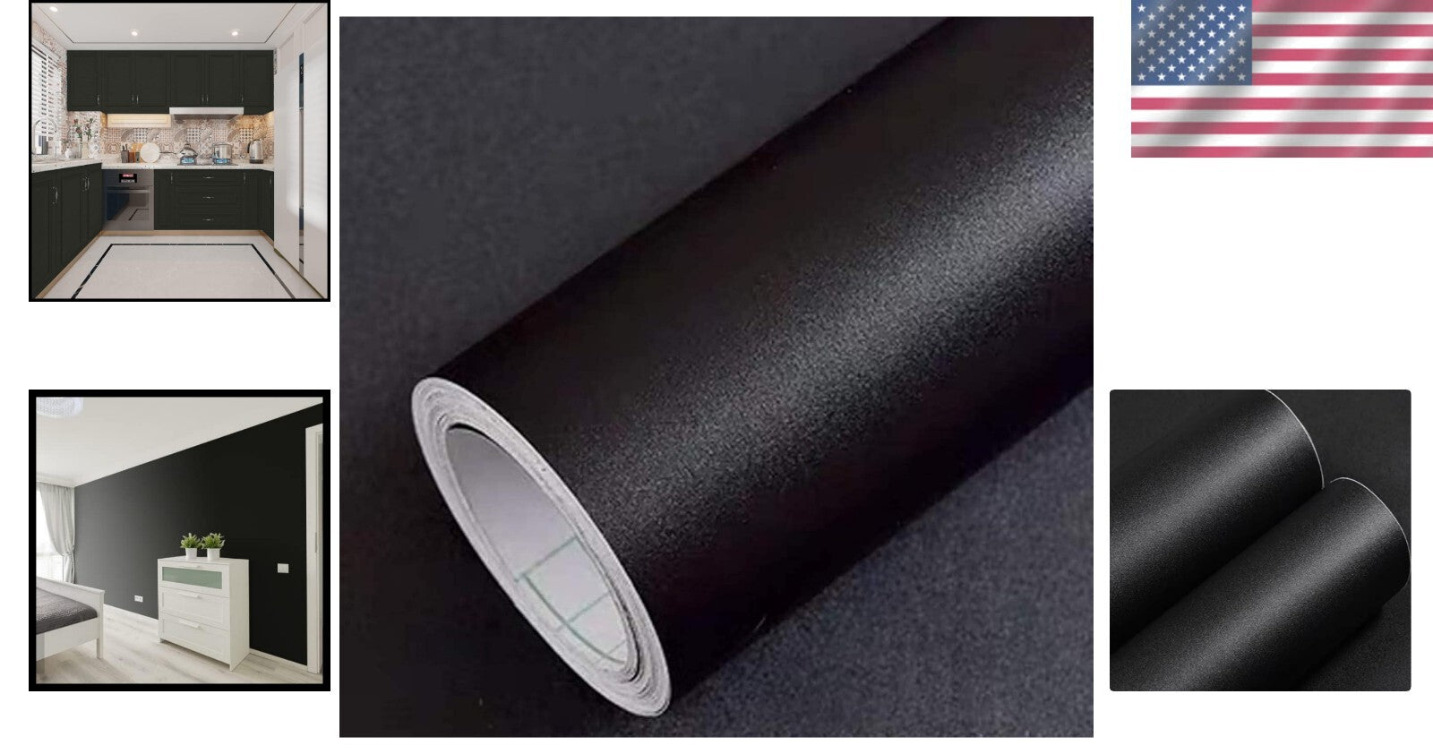 Durable Matte Black Peel and Stick Wallpaper - Easy Install & Bubble-Free Design