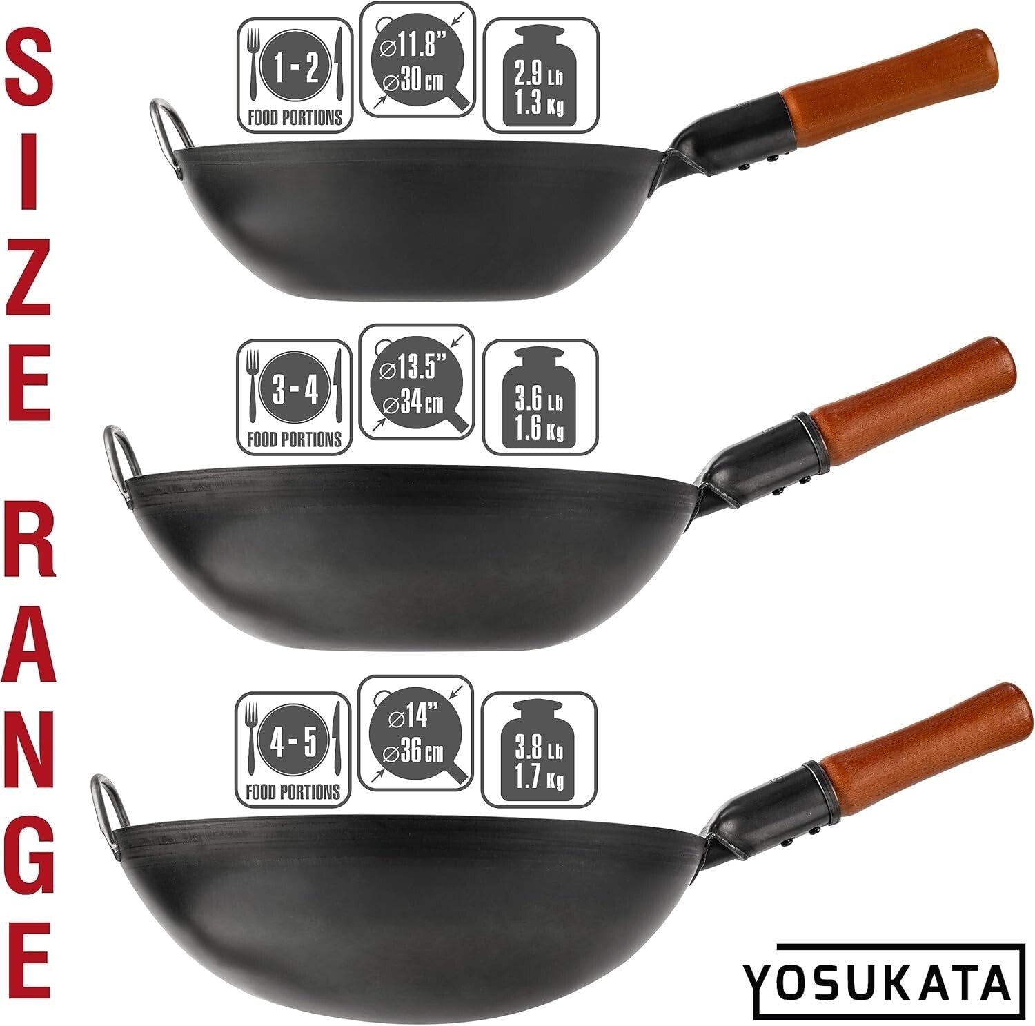 Authentic Carbon Steel Wok - 13.5” Stir Fry Pan for All Stovetops & Outdoor BBQ