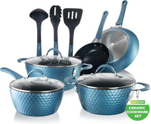 Load image into Gallery viewer, Elegant 11-Piece Non-Stick Ceramic Cookware Set in Royal Blue - Induction Ready
