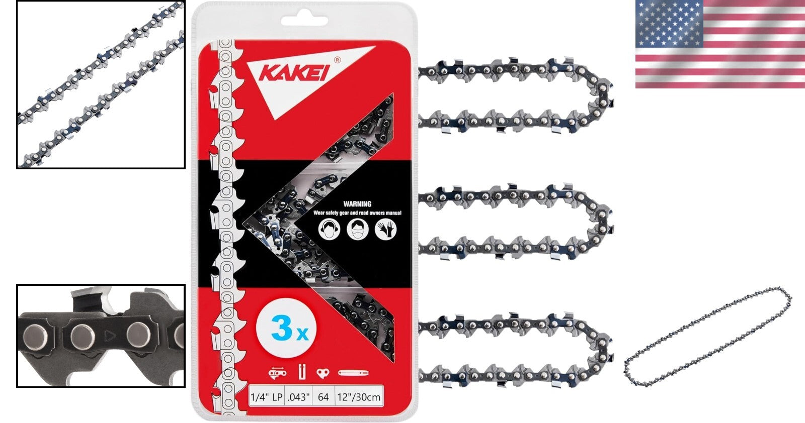 Efficient 12 Inch Stihl Chainsaw Chain - 64 Drive Links for Low Kickback Safety