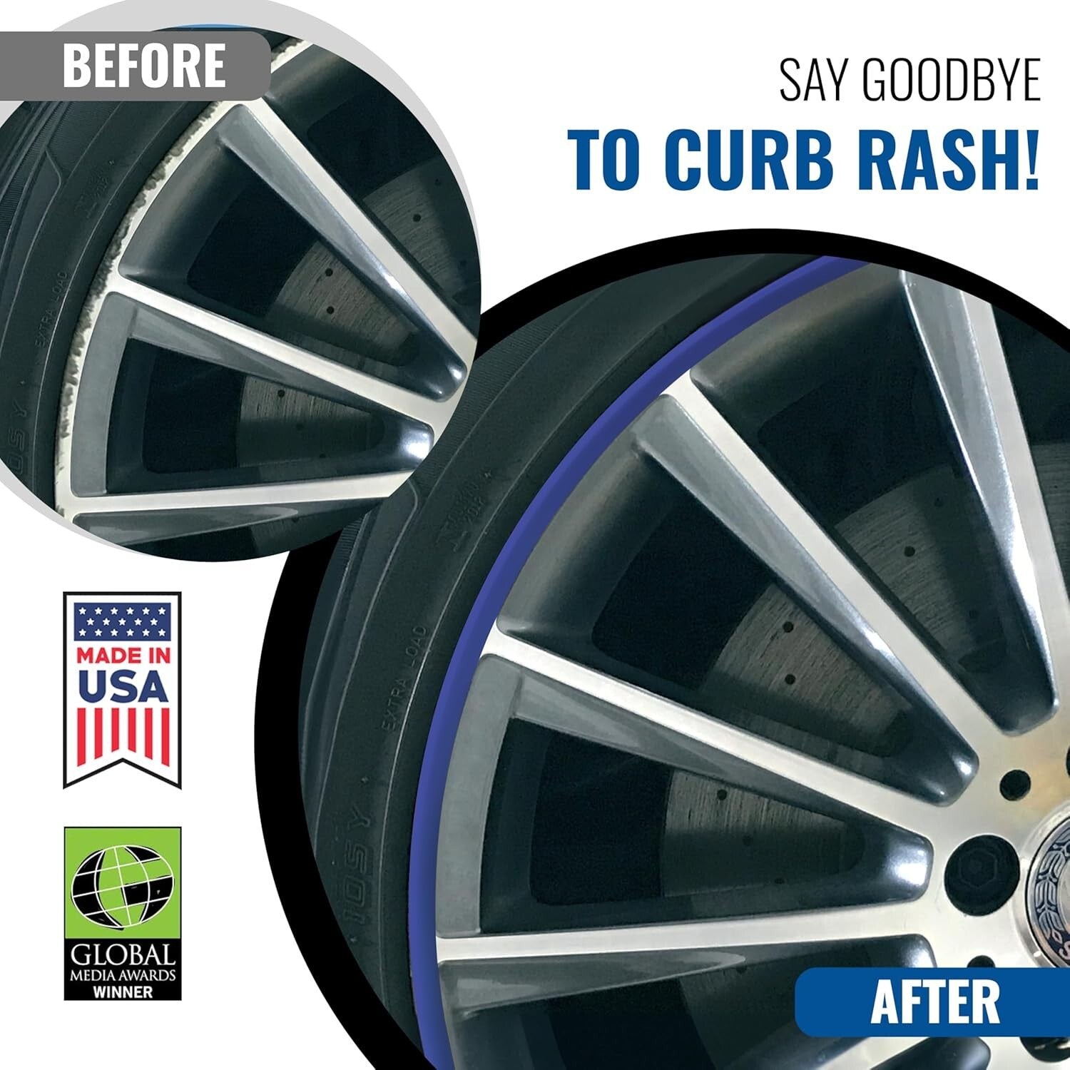 DIY Rim Protector - Blue Exterior Trim for Curb Rash Prevention - Universal Fit