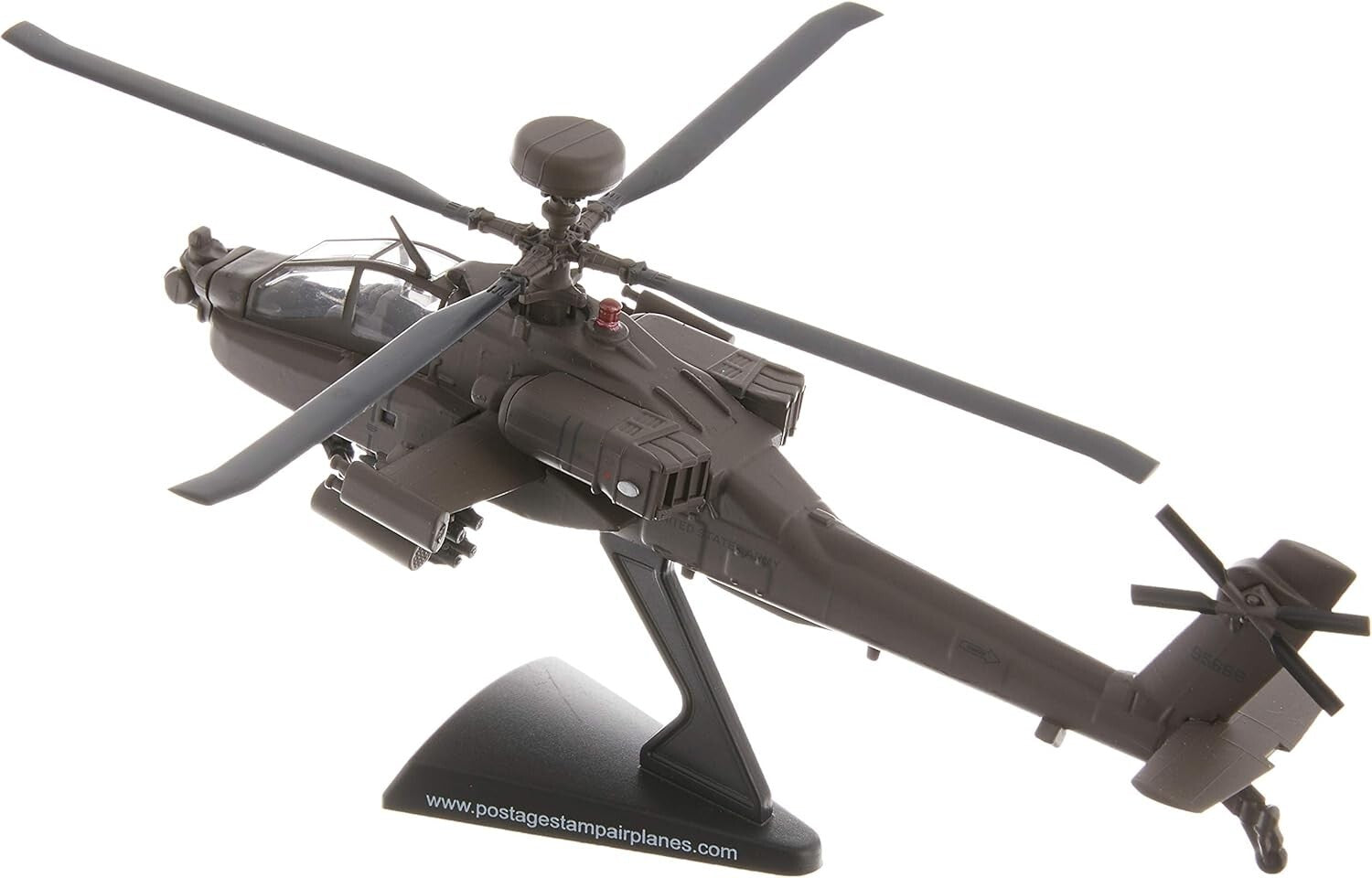 Medium 1/100 Scale Diecast Boeing AH-64D Apache Model - Details & Stand Included