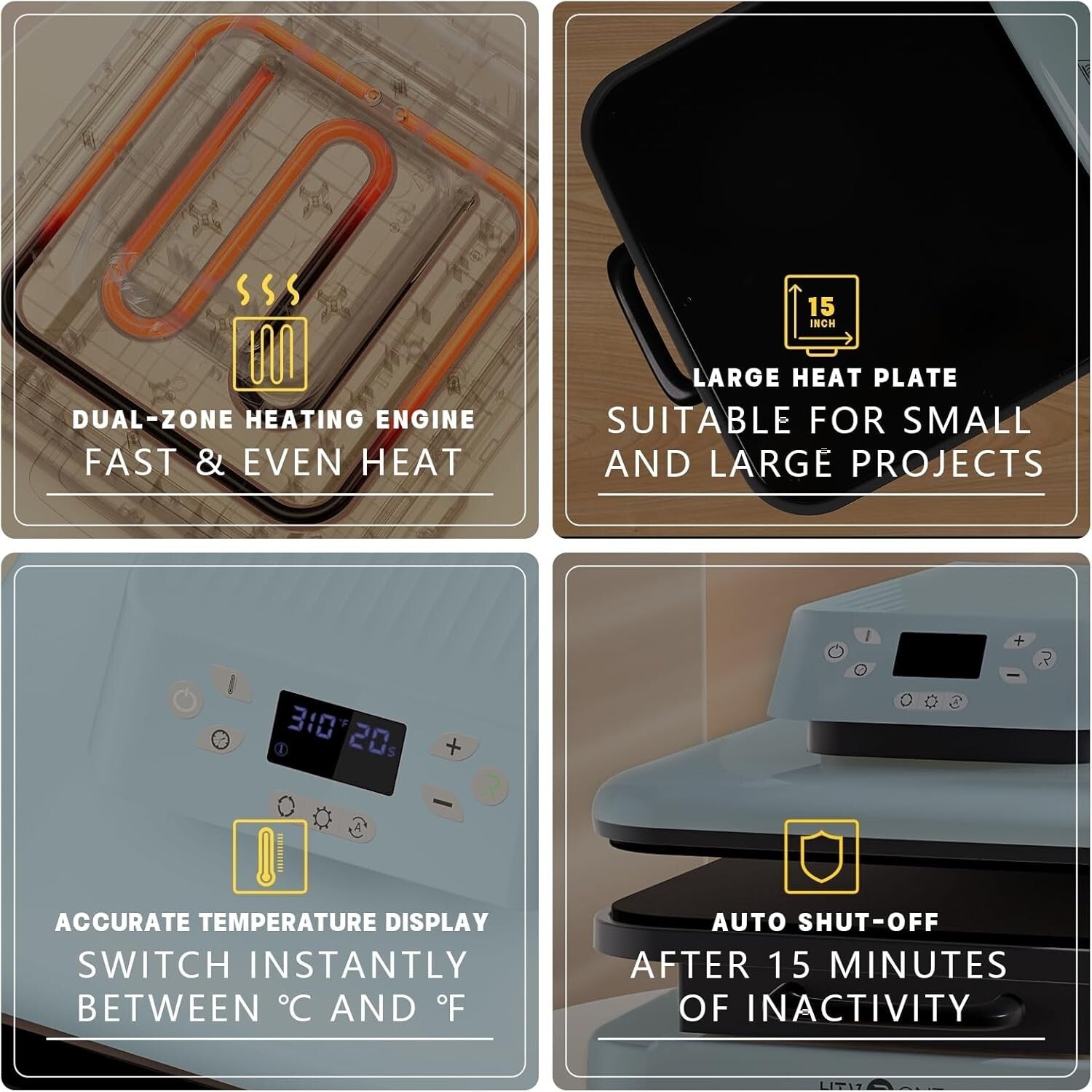 Professional-Grade Auto Heat Press Machine 15x15 - Perfect for Small Businesses