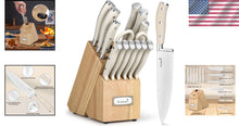 Load image into Gallery viewer, Ivory 15-Piece Premium Knife Block Set with Built-In Sharpener &amp; Ergonomic Grip