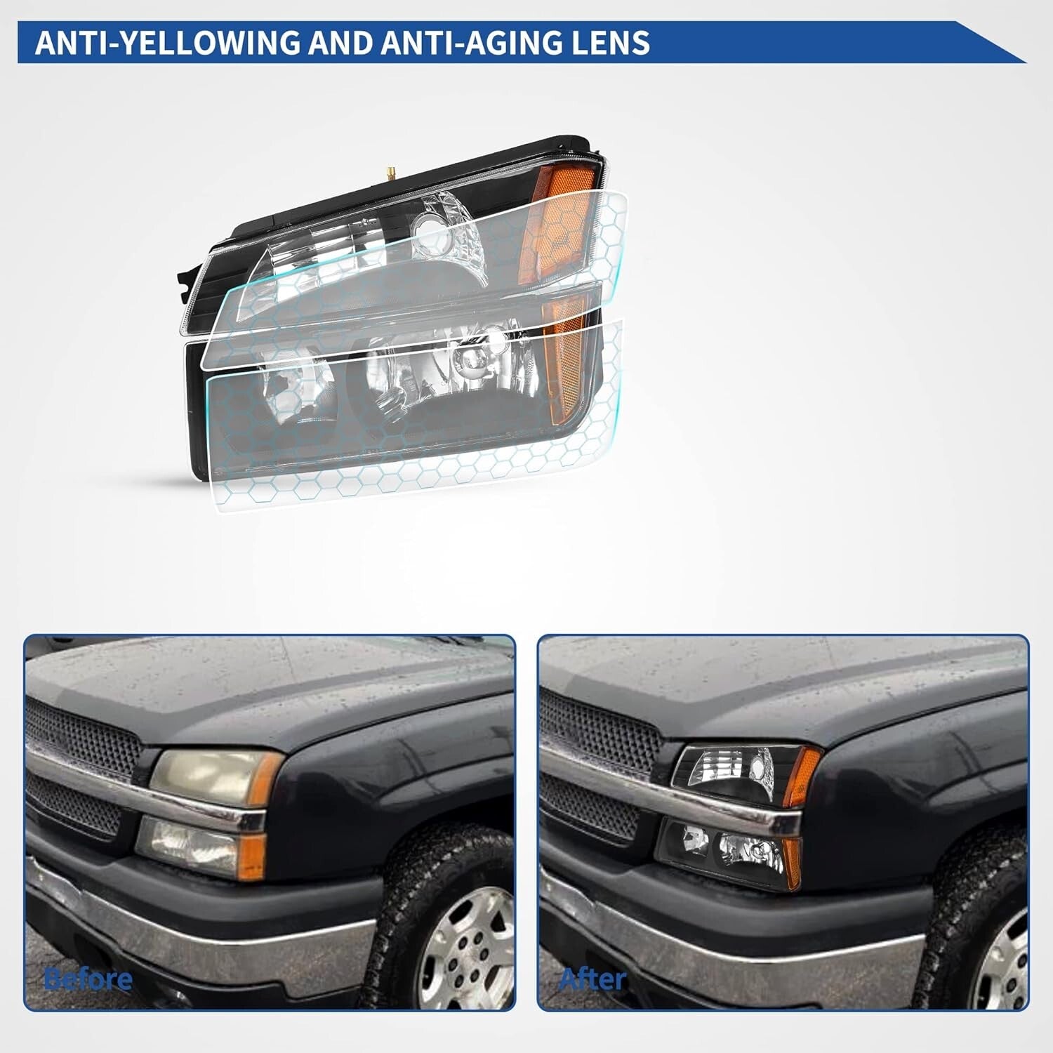 Enhanced Visibility Headlight Assembly for Chevy Avalanche 2002-2006 - Easy Fit