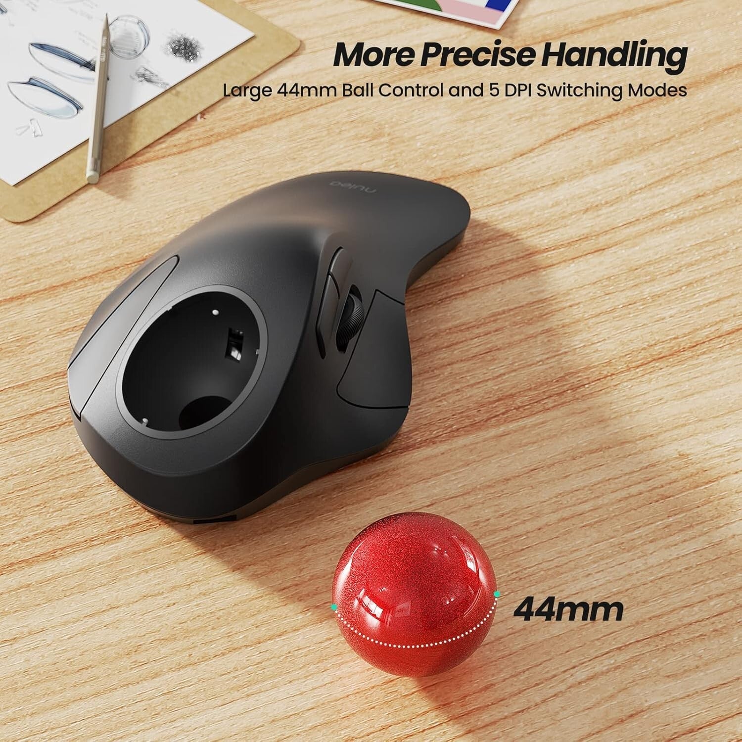 Compact & Lightweight Wireless Rolling Ball Mouse - Ideal for Comfort & Control