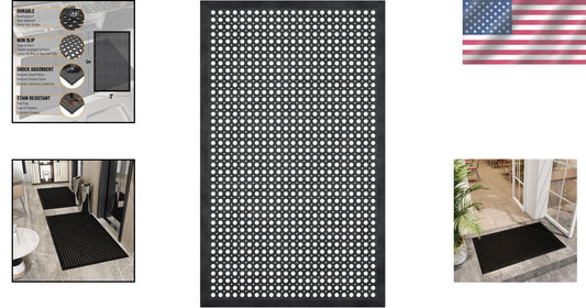 Durable Indoor/Outdoor Rubber Doormat 3'x5' - Low Profile & Fade Resistant