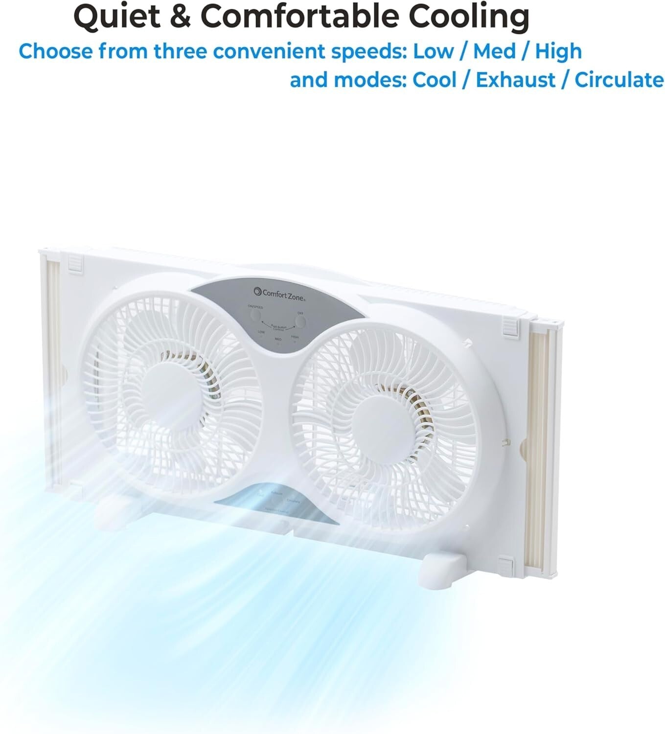 9-Inch Reversible Window Fan with Remote - 3 Speed Dual Airflow & Bug Screen