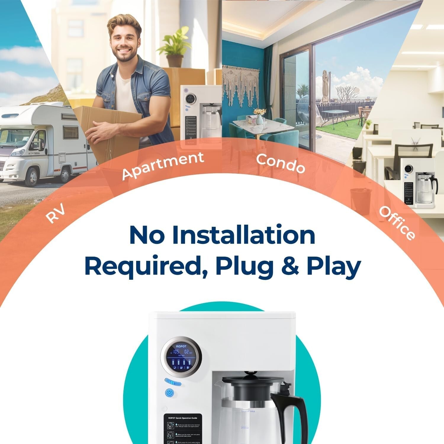 Efficient Countertop Water Filtration System with 4 Filters & Mineral Enrichment