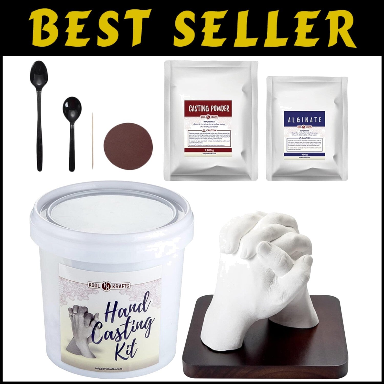 Hand Casting DIY Kit with Elegant Mahogany Base - Ideal for Valentine's & More
