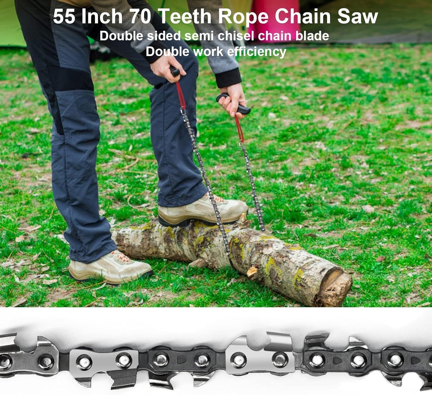 Double-Sided 55-Inch Rope Chainsaw for High Limb Access - Portable & Efficient