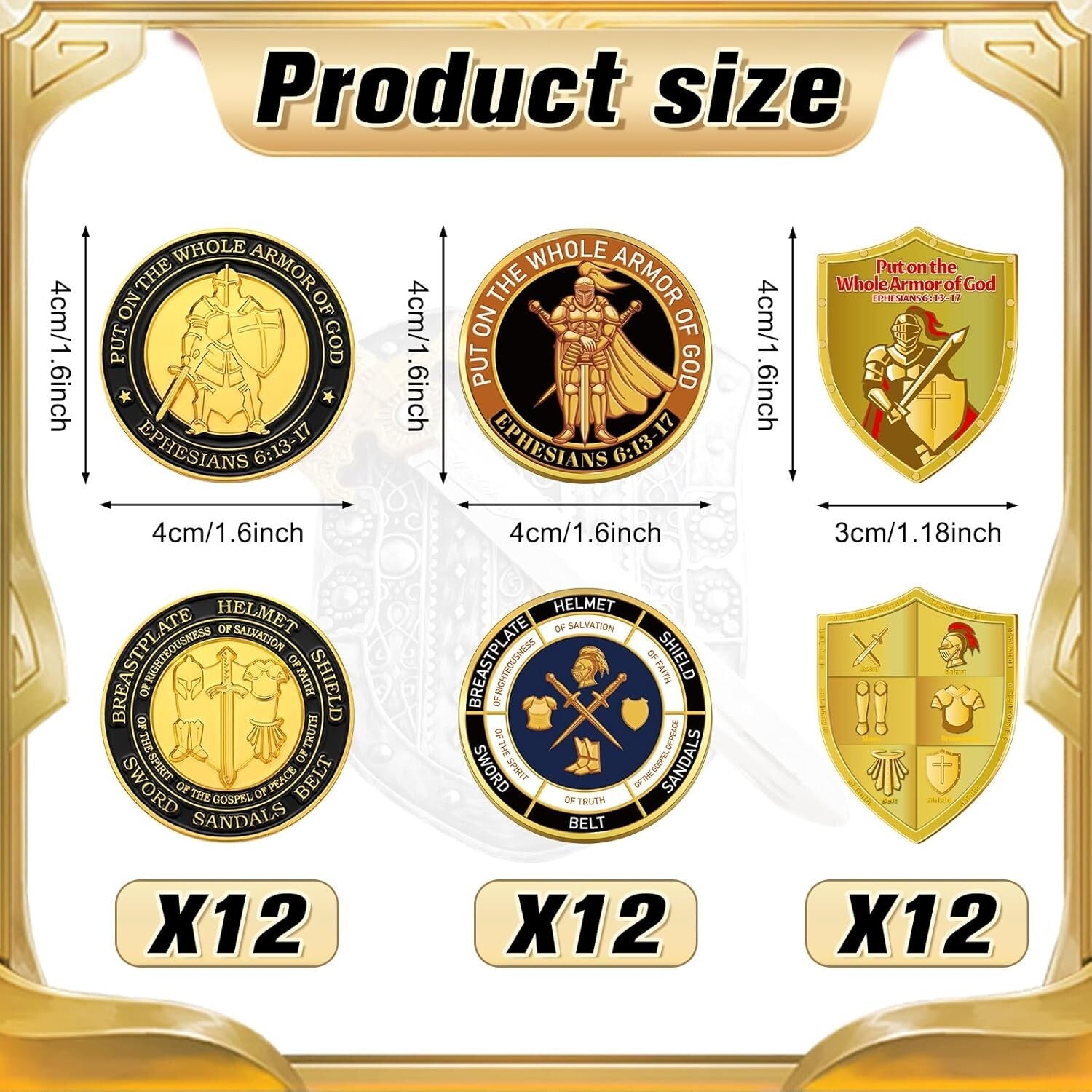 Artistic Commemorative Coins – 36 Pcs Challenge Coins for Christian Gifts