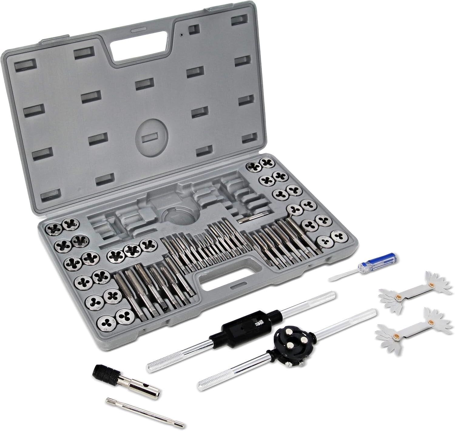 Durable 60-Piece Rethreading Kit for Metric and SAE Threads - Includes Case