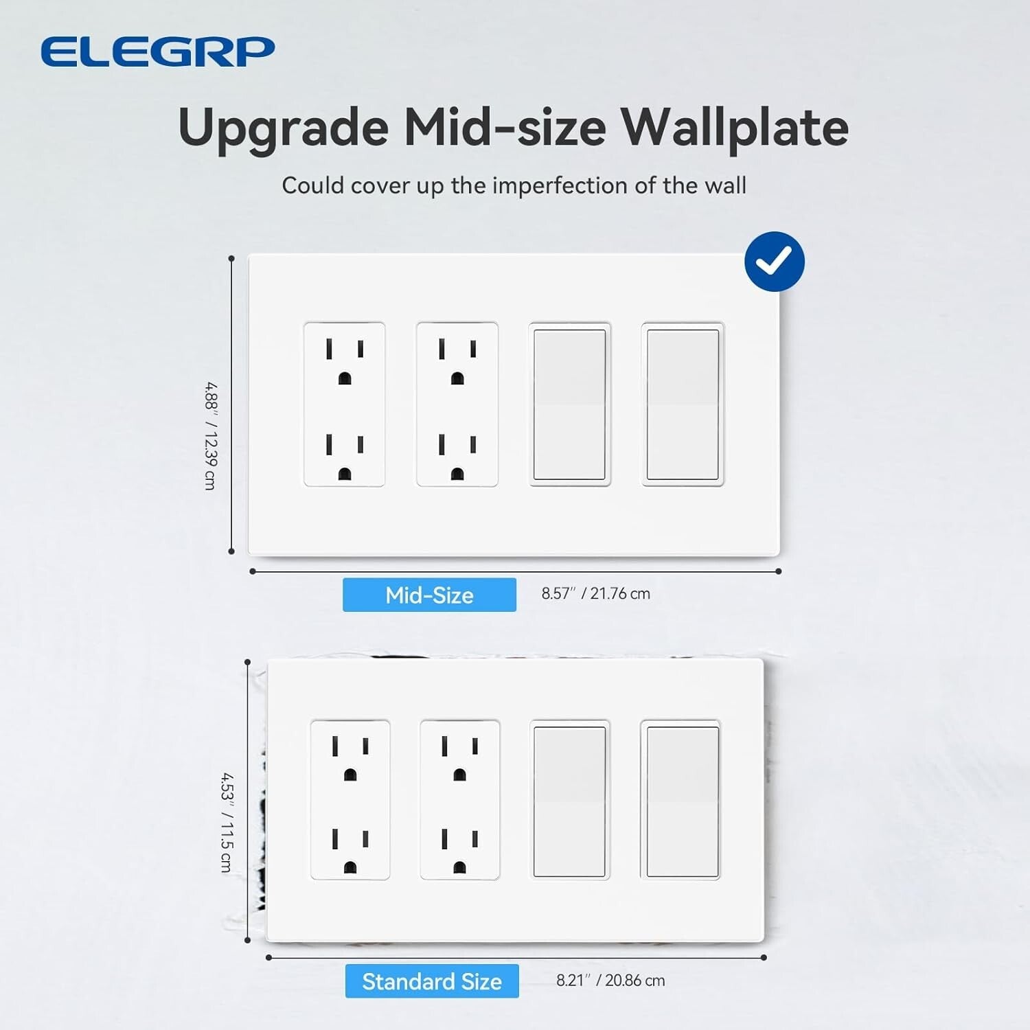 Elegant Matte 4-Gang Screwless Faceplates for Decorator Outlets - 10 Pack